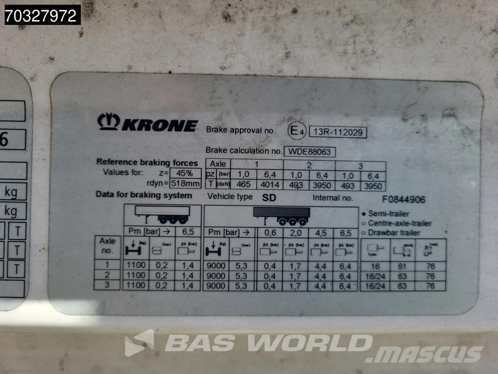 Krone SD 3 axles Closed Semi-reboques de caixa fechada