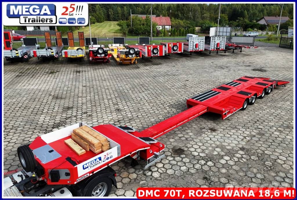 Ozgul 4 axle lowbed, DMC 70 T, extandable 18,60 m, PTO Low loader-semi-trailers