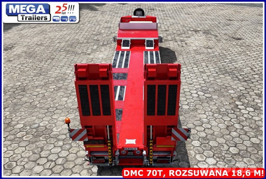 Ozgul 4 axle lowbed, DMC 70 T, extandable 18,60 m, PTO Low loader-semi-trailers