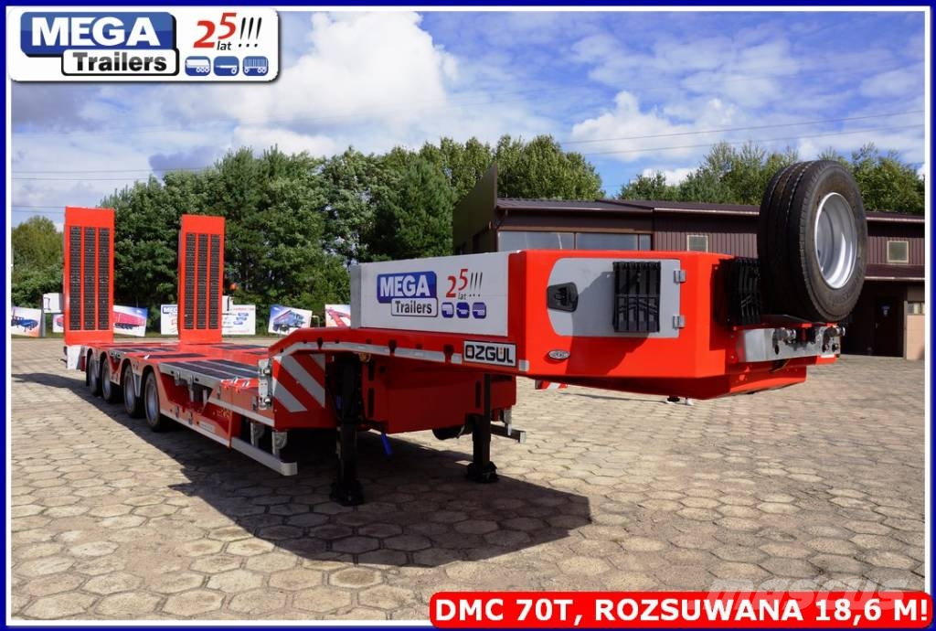 Ozgul 4 axle lowbed, DMC 70 T, extandable 18,60 m, PTO Low loader-semi-trailers