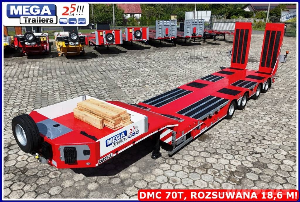 Ozgul 4 axle lowbed, DMC 70 T, extandable 18,60 m, PTO Low loader-semi-trailers