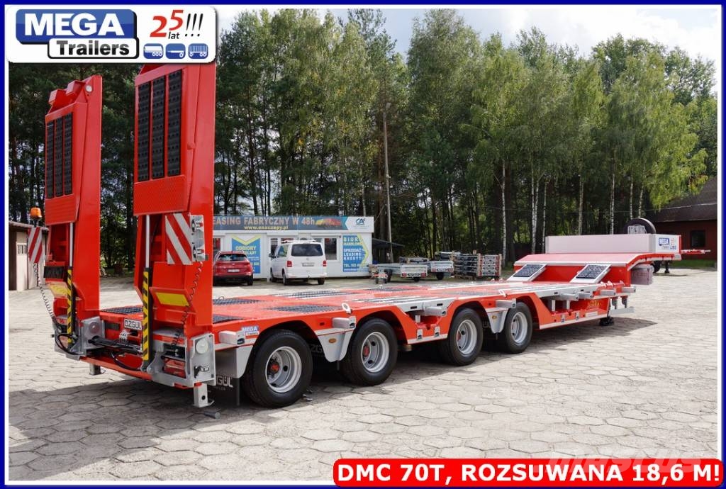 Ozgul 4 axle lowbed, DMC 70 T, extandable 18,60 m, PTO Low loader-semi-trailers