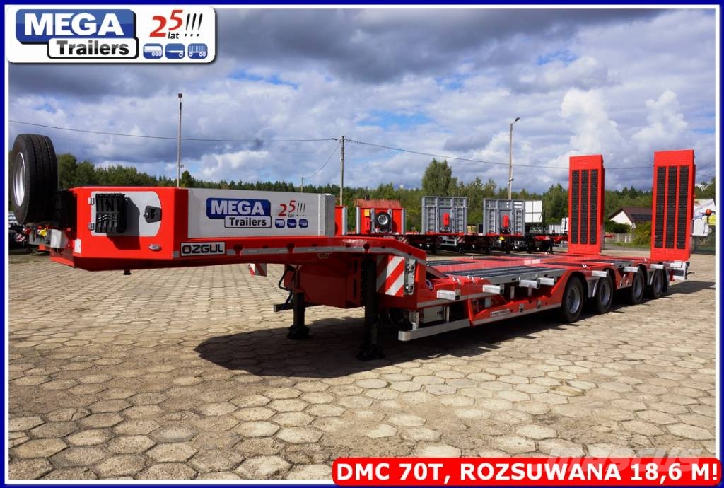 Ozgul 4 axle lowbed, DMC 70 T, extandable 18,60 m, PTO Low loader-semi-trailers