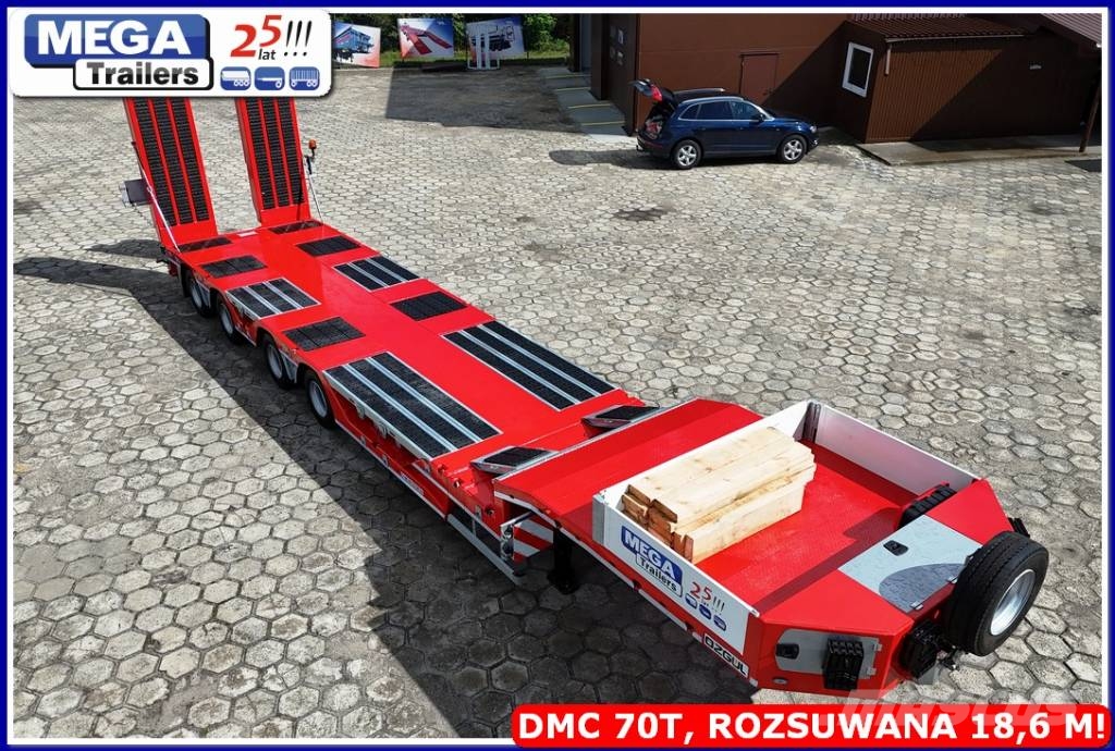 Ozgul 4 axle lowbed, DMC 70 T, extandable 18,60 m, PTO Low loader-semi-trailers