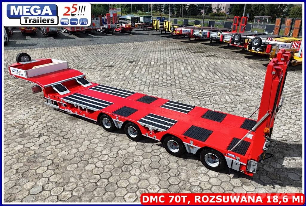 Ozgul 4 axle lowbed, DMC 70 T, extandable 18,60 m, PTO Low loader-semi-trailers