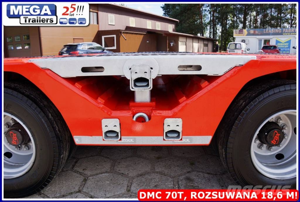 Ozgul 4 axle lowbed, DMC 70 T, extandable 18,60 m, PTO Low loader-semi-trailers