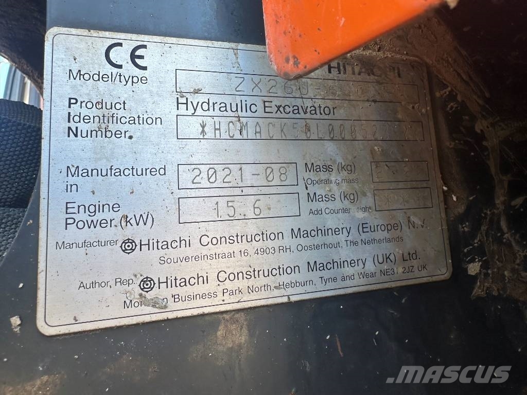 Hitachi ZX 26 U-6 Міні-екскаватори < 7т