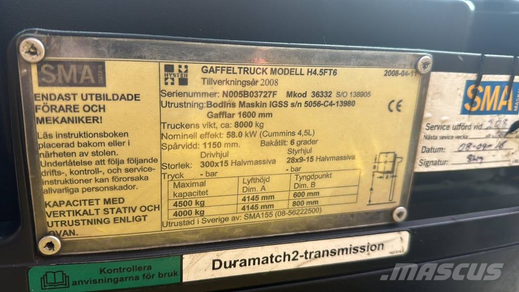 Hyster H 4.5 FT6 شاحنات الديزل