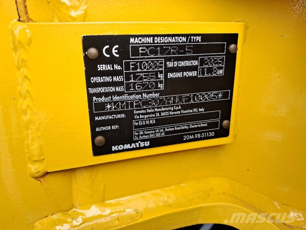 Komatsu PC17R-5 Minigraafmachines < 7t