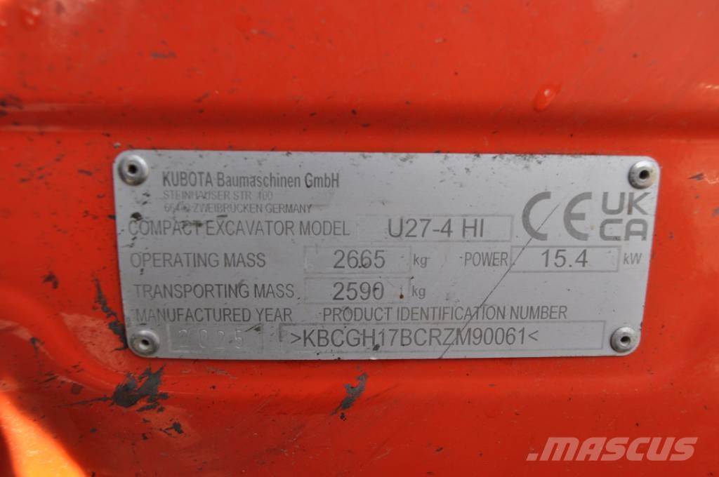 Kubota U 27-4 Minigraafmachines < 7t