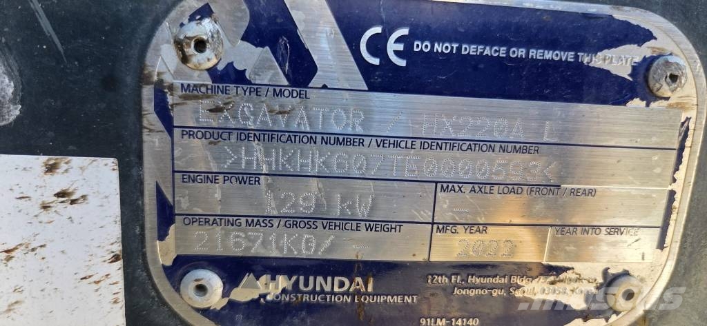 Hyundai HX 220 AL Excavadoras sobre orugas