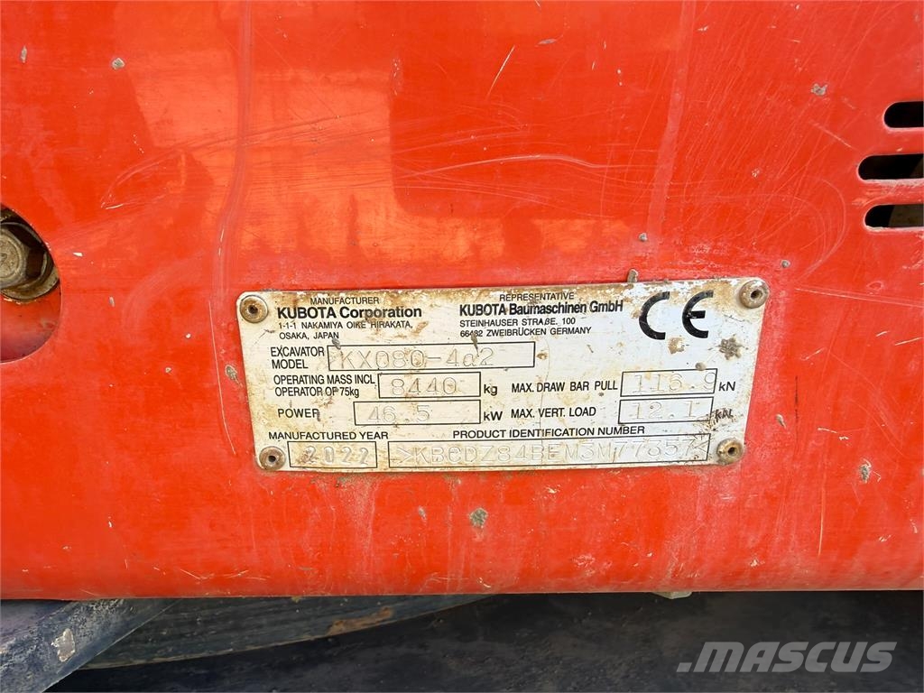 Kubota KX080-4 Lánctalpas kotrók