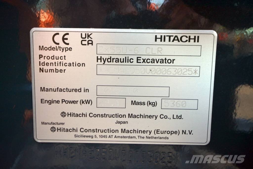Hitachi ZX 55 U-6 小型挖土機/掘鑿機<7t(小型挖掘機)