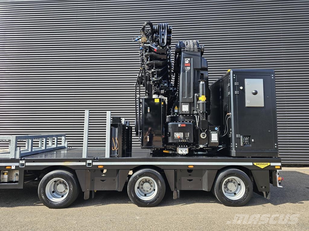 Broshuis 3ABSD / EXTENADABLE / HIAB 95 tm + JIB / ELECTRIC نصف مقطورة مسطحة منخفضة