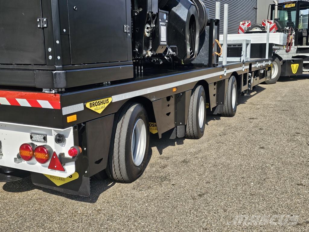 Broshuis 3ABSD / EXTENADABLE / HIAB 95 tm + JIB / ELECTRIC نصف مقطورة مسطحة منخفضة