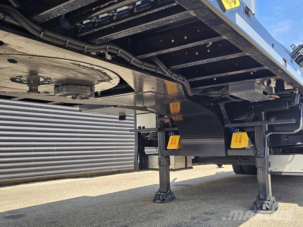 Broshuis 3ABSD / EXTENADABLE / HIAB 95 tm + JIB / ELECTRIC نصف مقطورة مسطحة منخفضة