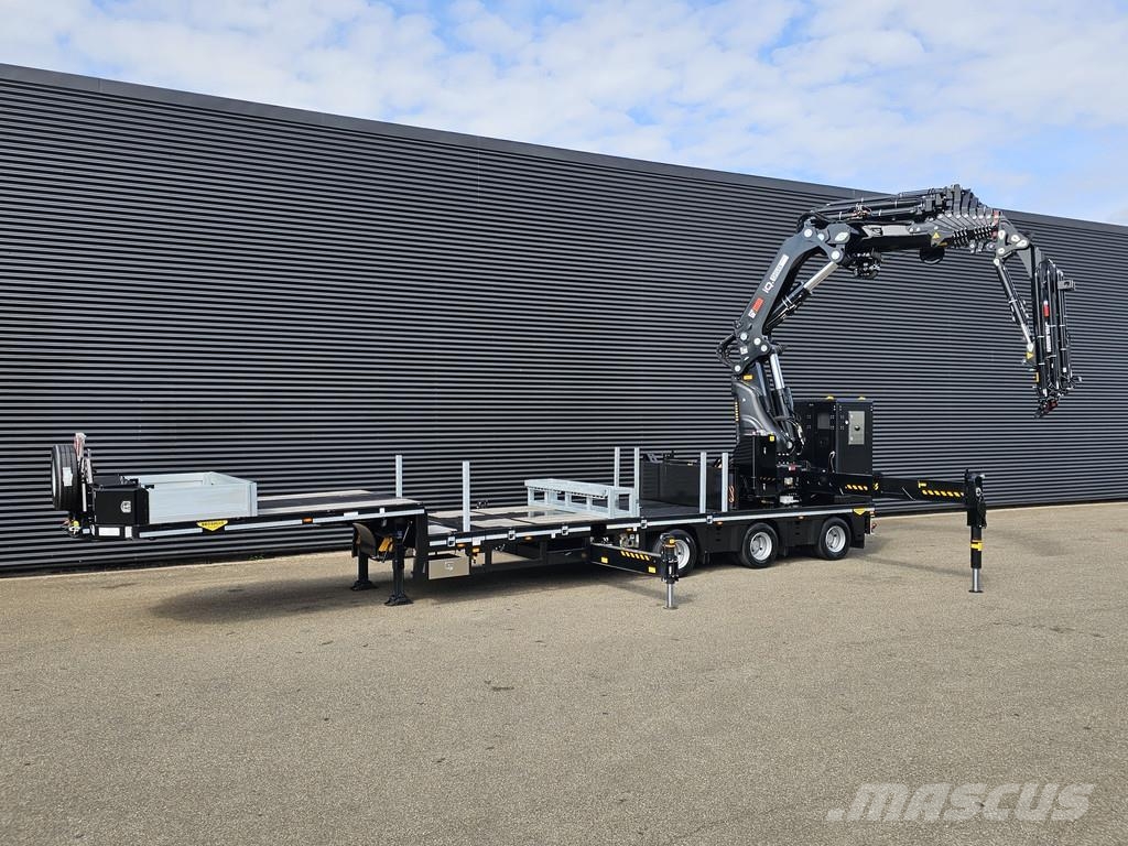 Broshuis 3ABSD / EXTENADABLE / HIAB 95 tm + JIB / ELECTRIC نصف مقطورة مسطحة منخفضة