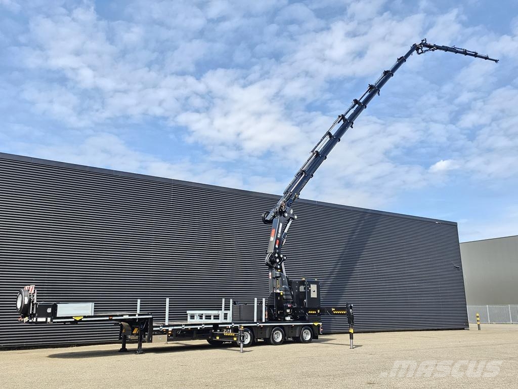 Broshuis 3ABSD / EXTENADABLE / HIAB 95 tm + JIB / ELECTRIC نصف مقطورة مسطحة منخفضة