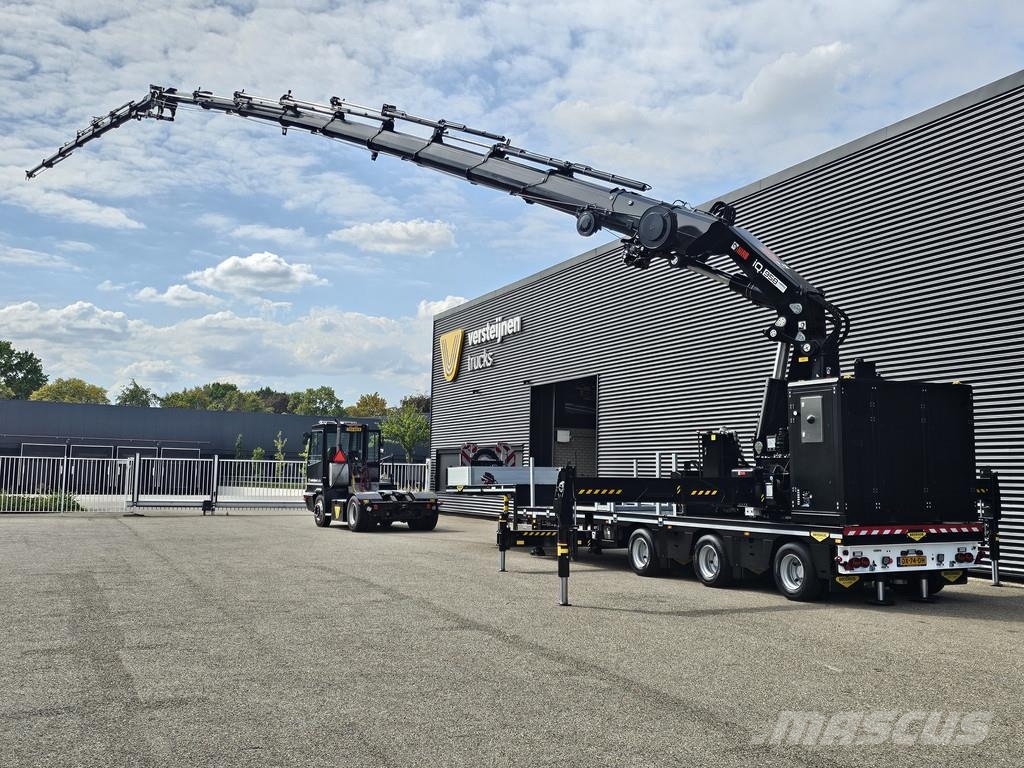 Broshuis 3ABSD / EXTENADABLE / HIAB 95 tm + JIB / ELECTRIC نصف مقطورة مسطحة منخفضة