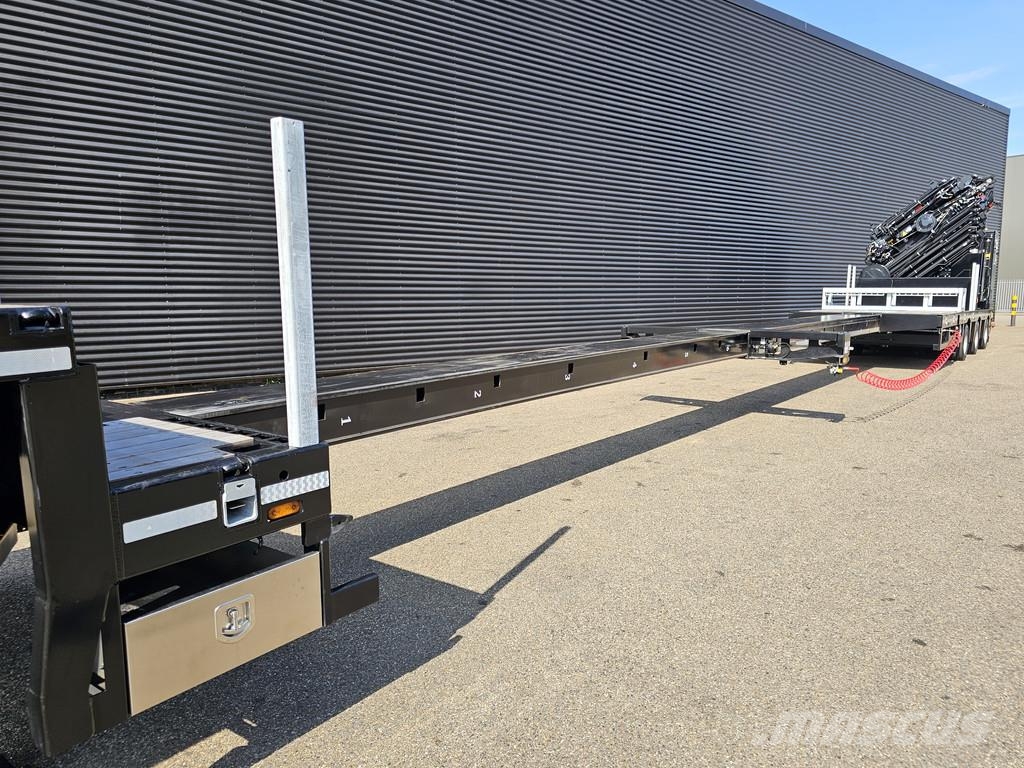 Broshuis 3ABSD / EXTENADABLE / HIAB 95 tm + JIB / ELECTRIC نصف مقطورة مسطحة منخفضة