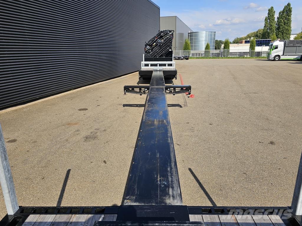 Broshuis 3ABSD / EXTENADABLE / HIAB 95 tm + JIB / ELECTRIC نصف مقطورة مسطحة منخفضة