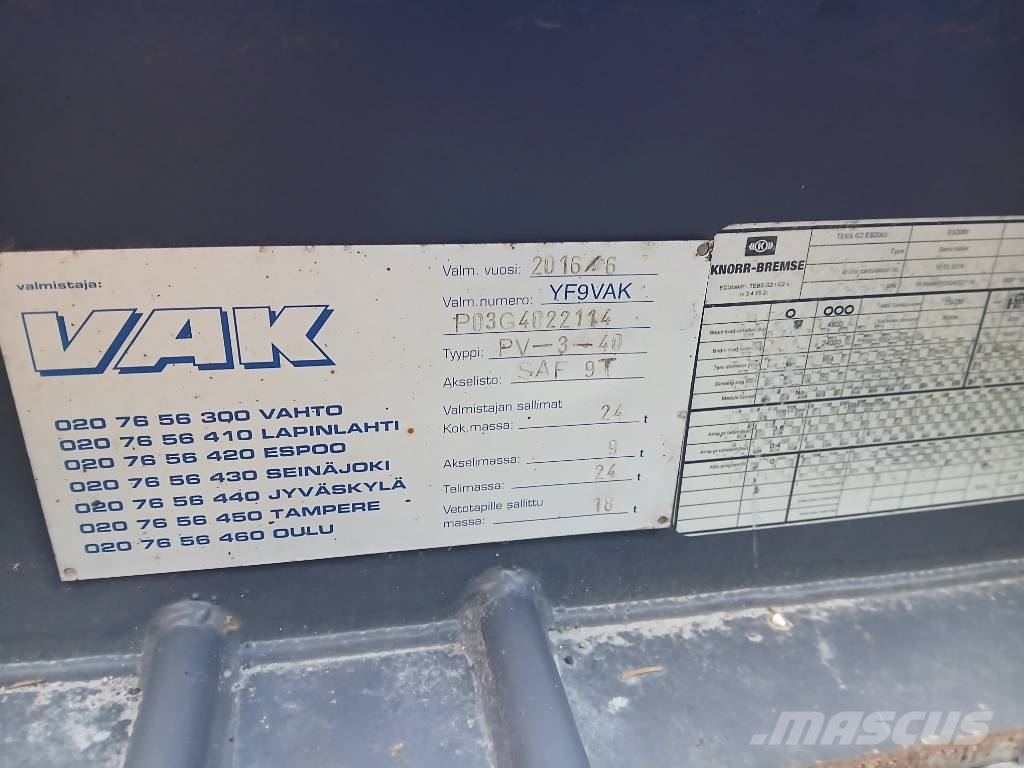 VAK V-slider 7,80m ja 2,86 kork Plachtové návěsy