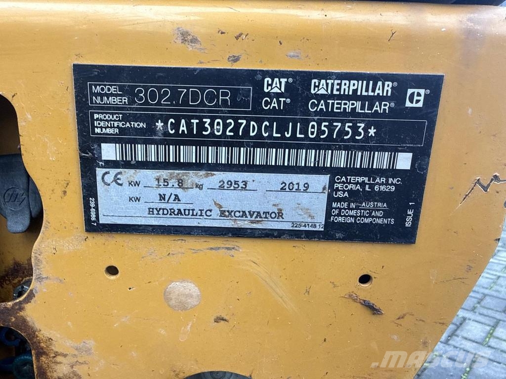 CAT 302.7 Powertilt | 1331 Hours | Year: 2019 | 3x buc 小型挖土機/掘鑿機<7t(小型挖掘機)