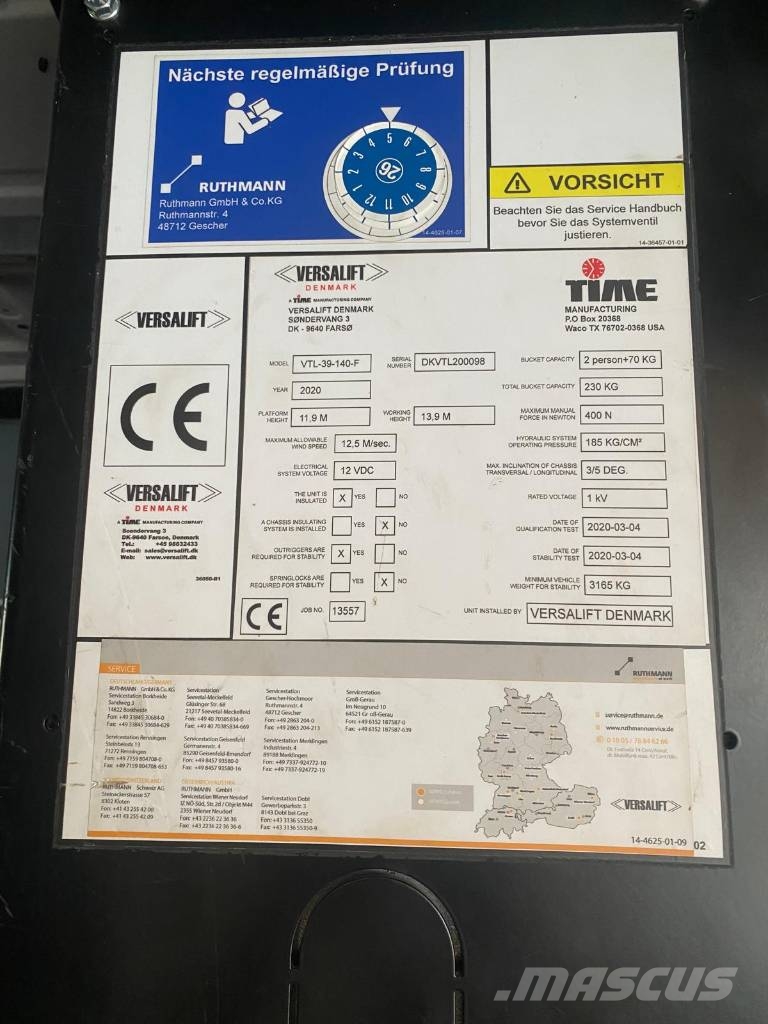 VERSALIFT VTL-39-140F Auto korvtõstukid
