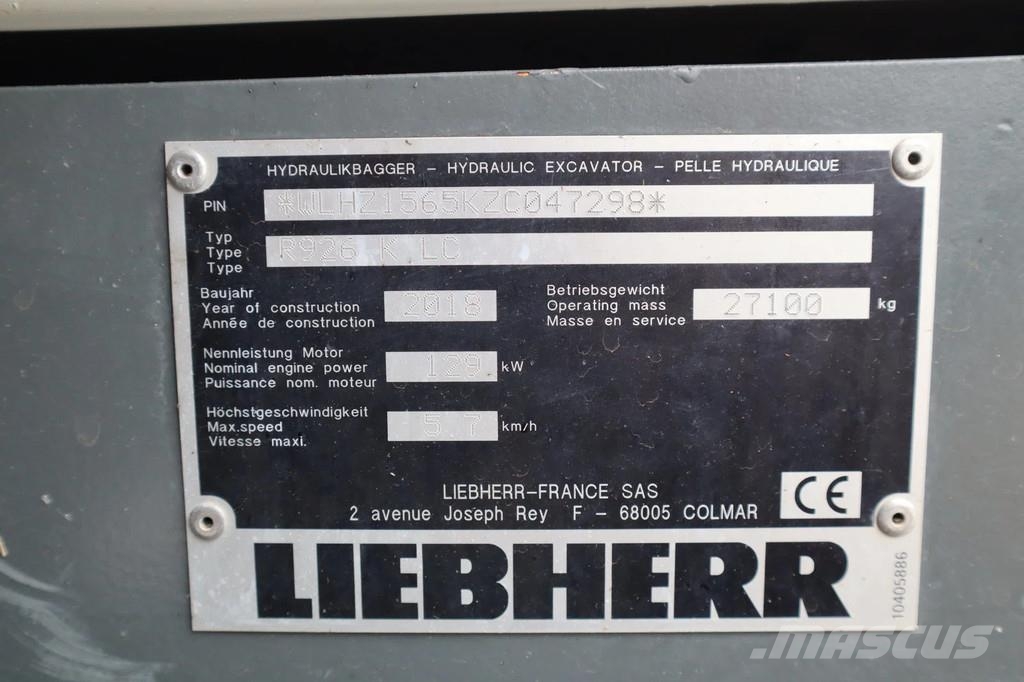Liebherr R926 K LC COMPACT | SORTING GRAB | QUICK COUPLER Kāpurķēžu ekskavatori