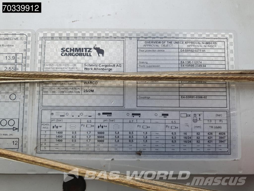 Schmitz Cargobull 3 axles Sliding roof Curtainsiderauflieger