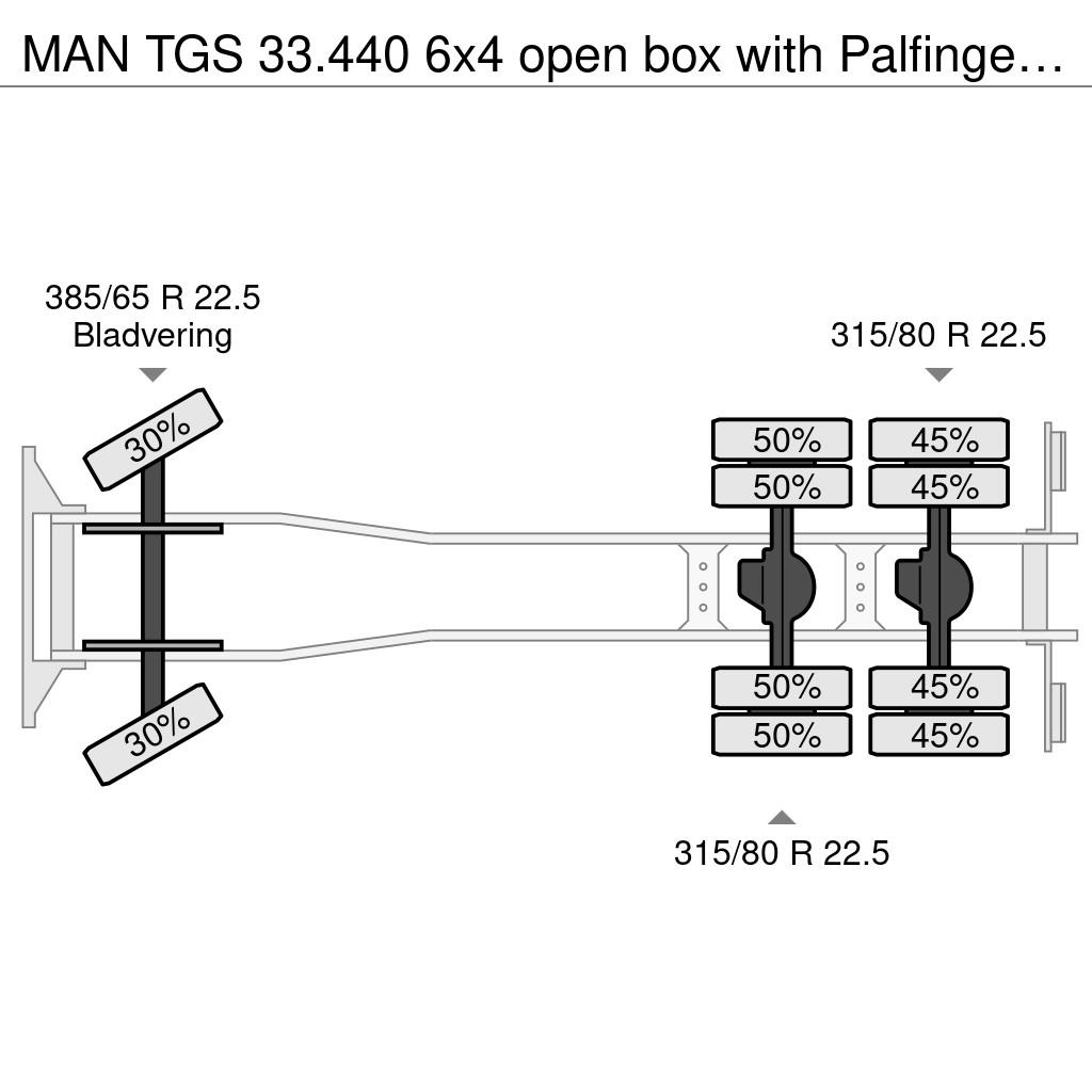 MAN TGS 33.440 6x4 open box with Palfinger crane Maastikutõstukid