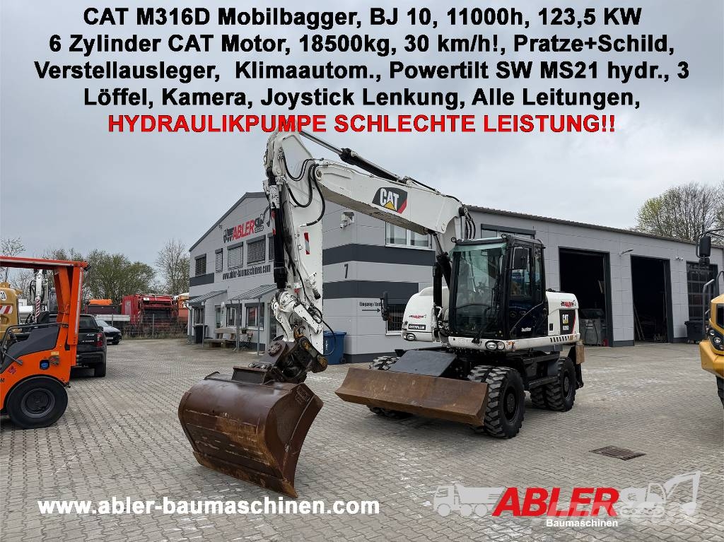 CAT M316D Mobilbagger Schnellwechsler 30 km/h 휠 굴삭기