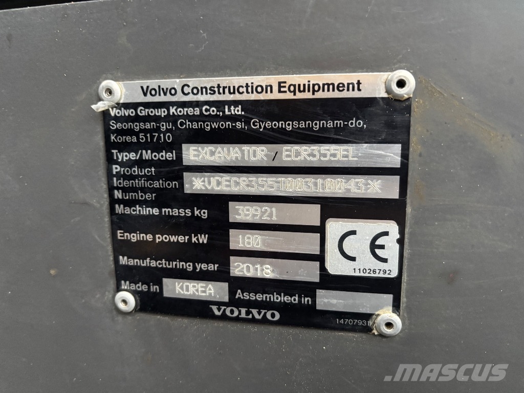 Volvo ECR 355 E / Pyörittäjä, Leica 3D, 2-kauhaa Telakaivukoneet