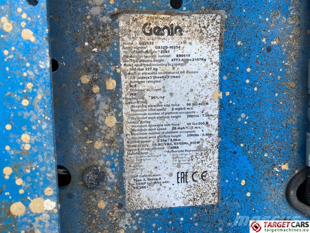 Genie GS-2632 E-Drive Electric Scissor Work Lift 992cm Schaarhoogwerkers