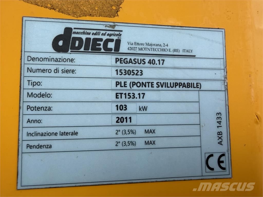 VIN 523 - DIECI Pegasus 40.17 teleskopický nakladač 4x Telescopische wielladers