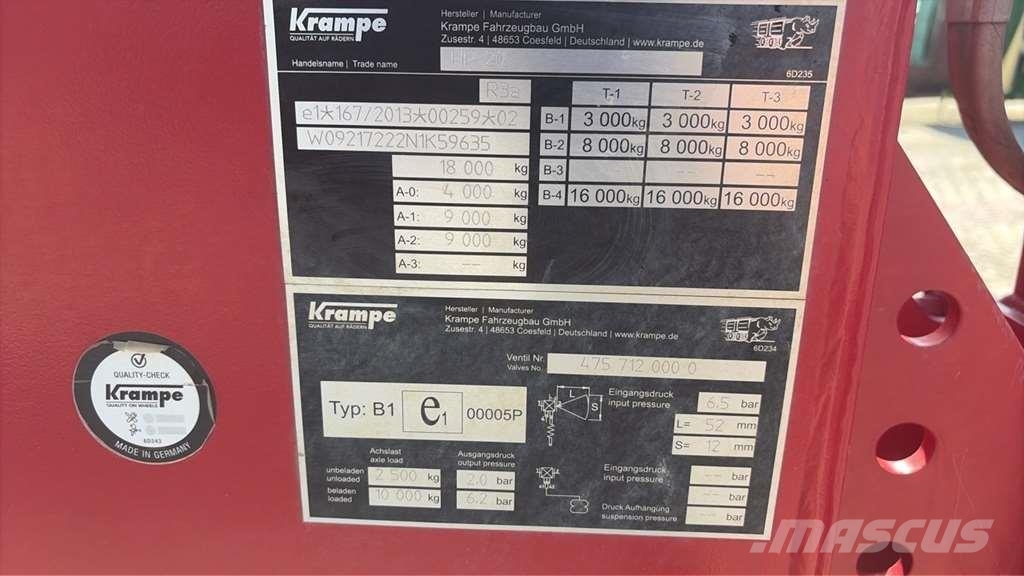 Krampe HP 20 Ανατρεπόμενες ρυμούλκες