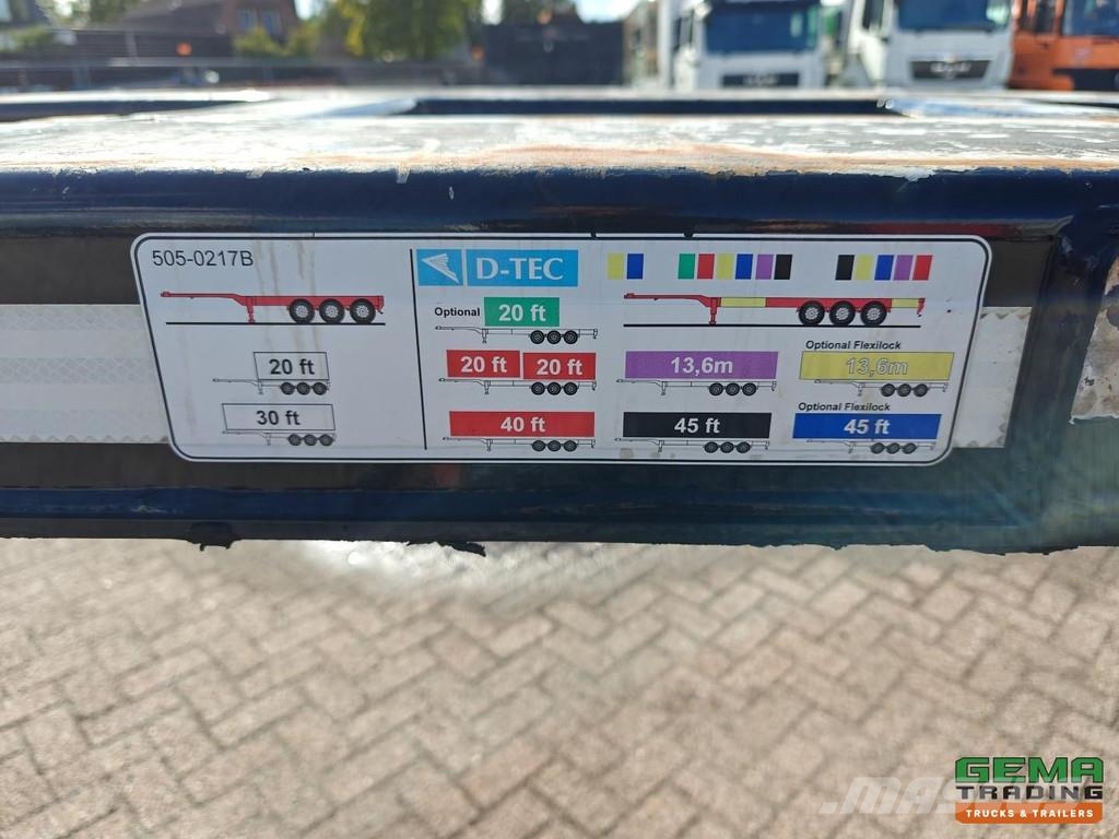 D-tec FLEXITRAILER Multi - 3x Extendable - Lift Axle - 4 Containerchassis