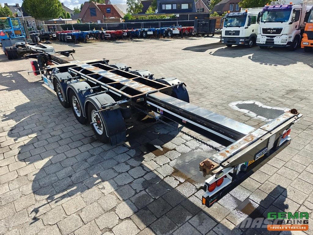 D-tec FLEXITRAILER Multi - 3x Extendable - Lift Axle - 4 Containerchassis