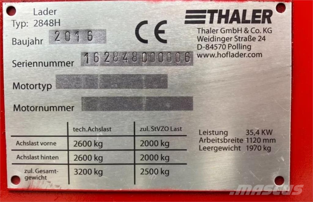 Thaler 2848 H 프론트 로더 및 굴착기