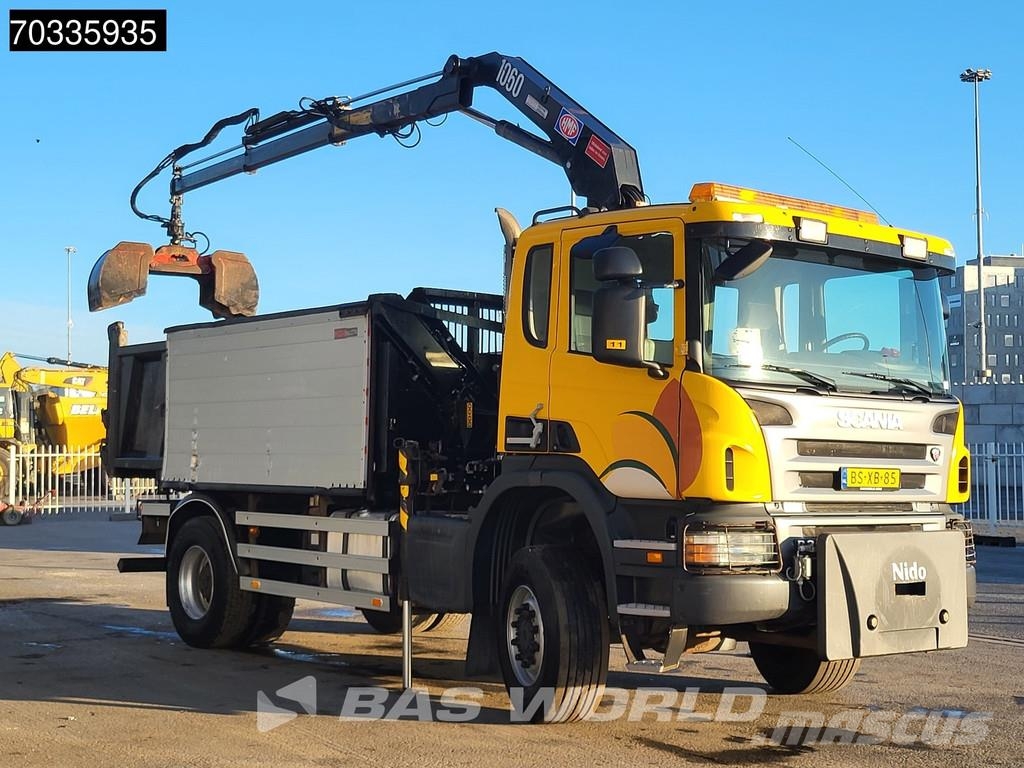 Scania P340 P 4X4 NL-Truck 4x4 Big-Axle HMF 1060 K2 Crane Camion ribaltabili