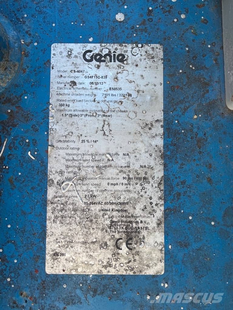 Genie GS 4047 Šķerveida pacēlāji