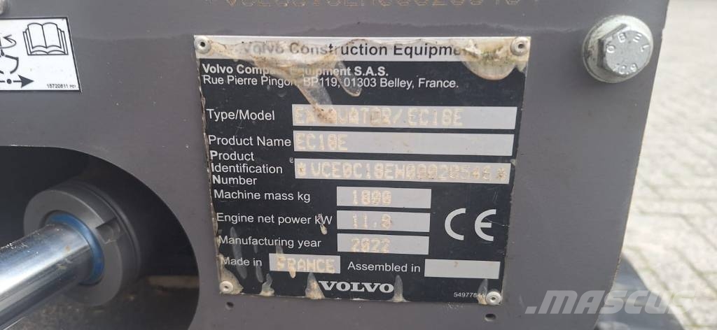 Volvo EC18E ミニ油圧ショベル 7t以下（ミニユンボ・ミニディガー）