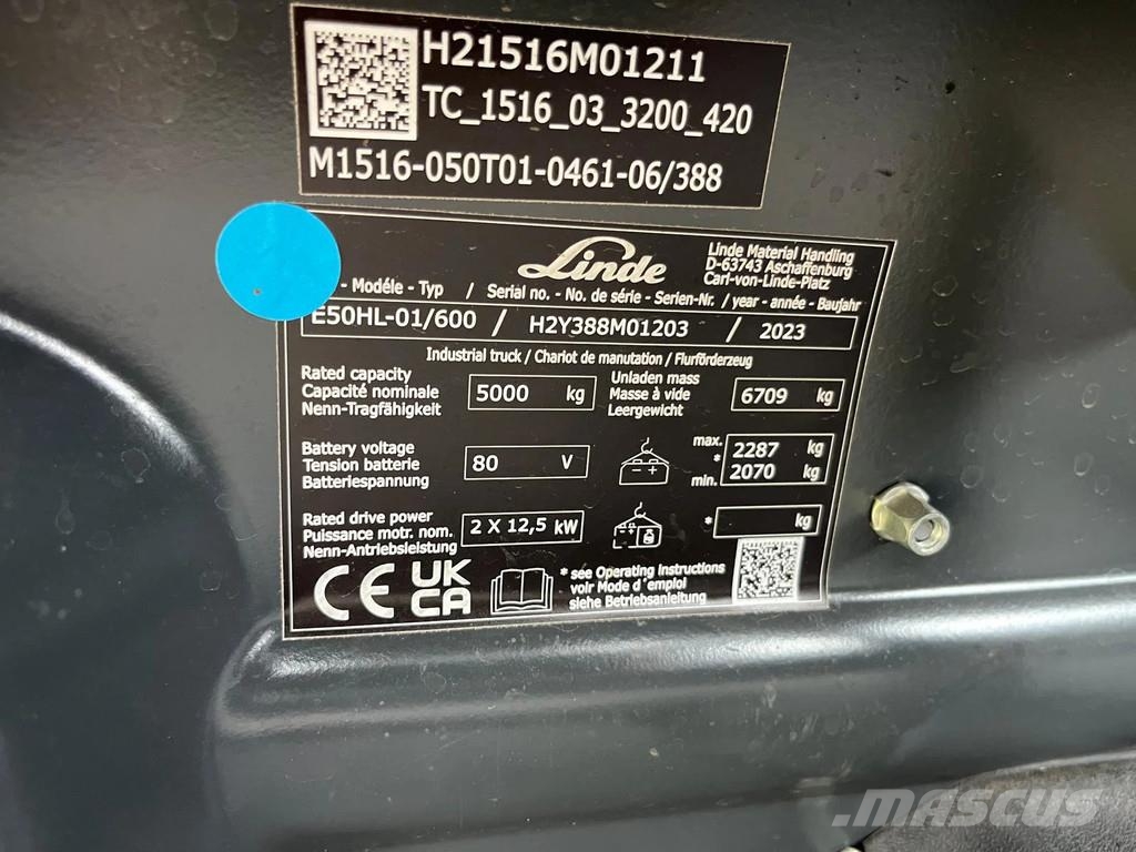 Linde E50HL-01 Elektriniai šakiniai krautuvai