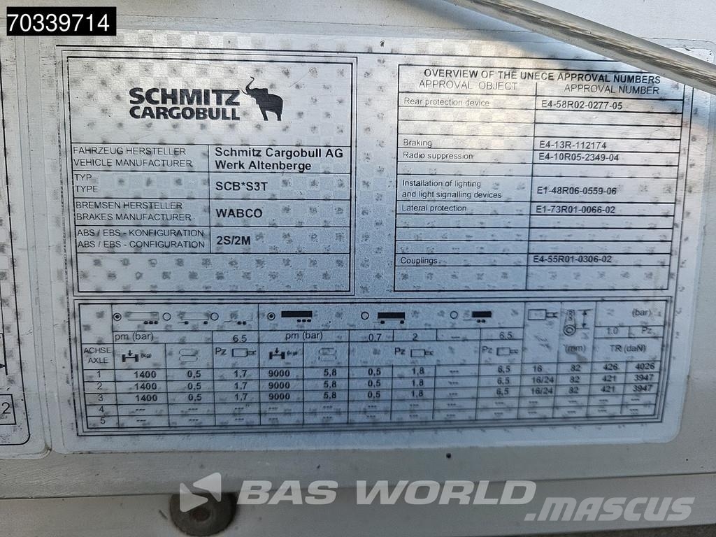 Schmitz Cargobull SCB*S3T 3 axles Sliding Roof Брезентови полуремаркета