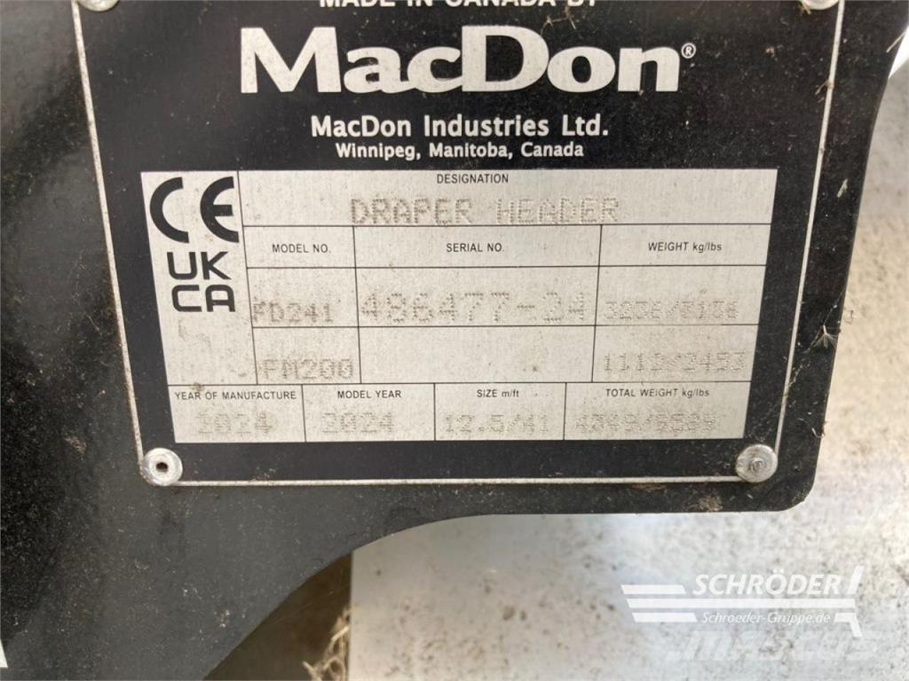 MacDon FD241 FLEX DRAPER 12,50 M + ZIEGLER SWW Rezalne glave za kombajne