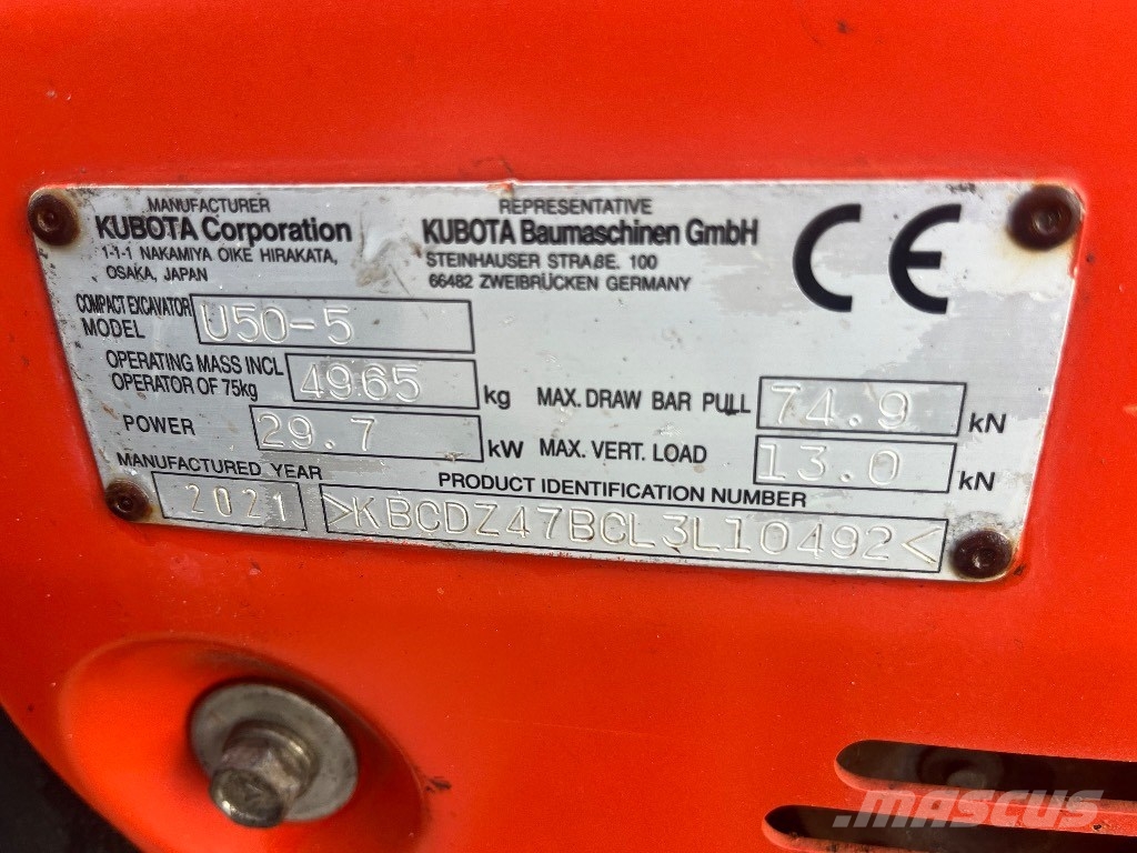 Kubota U 50-5 حفارات صغيرة أقل من 7 طن (حفارات صغيرة)