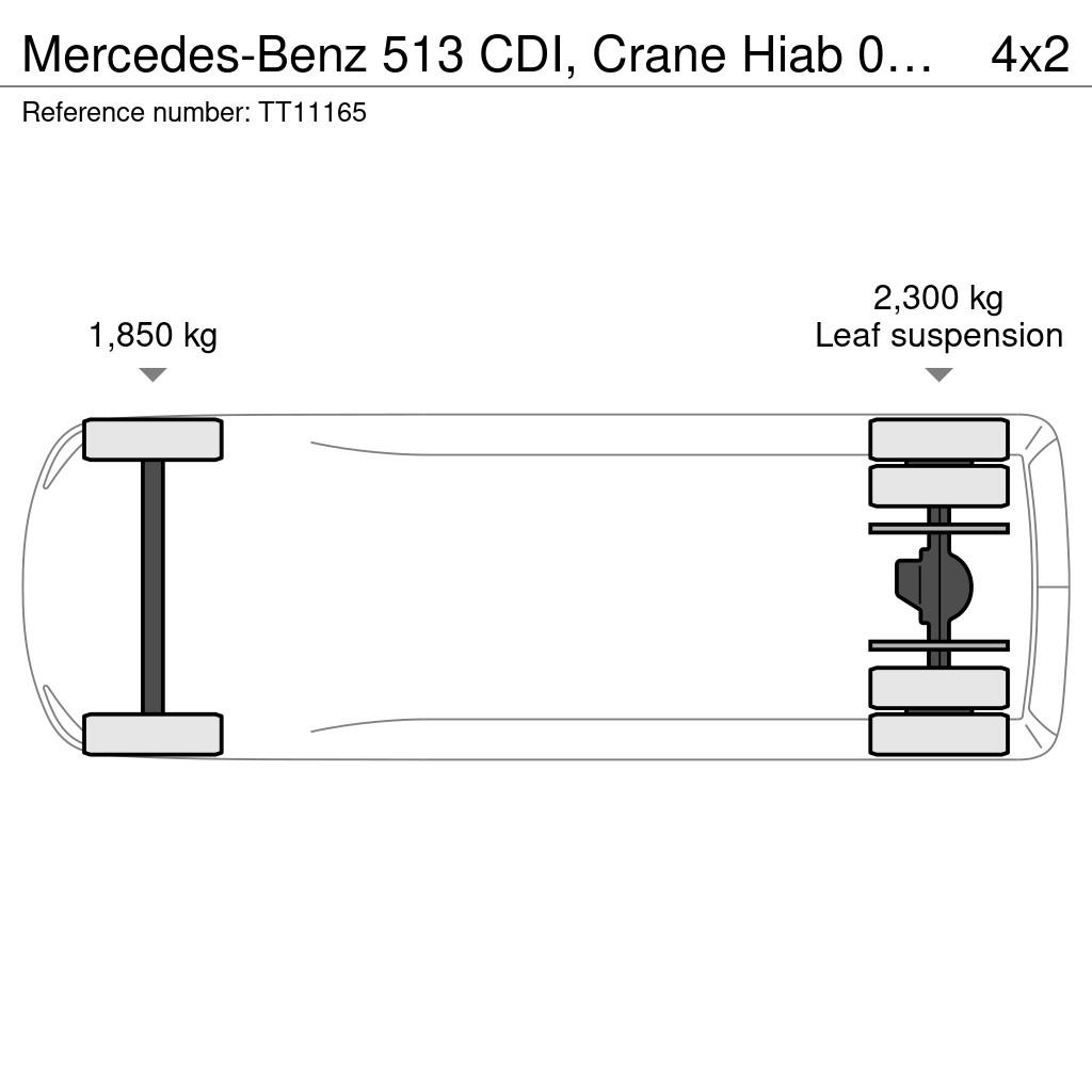 Mercedes-Benz 513 CDI, Crane Hiab 022-2 kipper Φορτηγά Van Ανατροπή