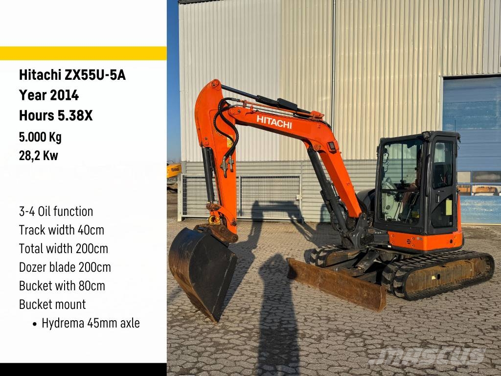 Hitachi ZX 55 U-5 A, 2014, Denmark - Mascus UK