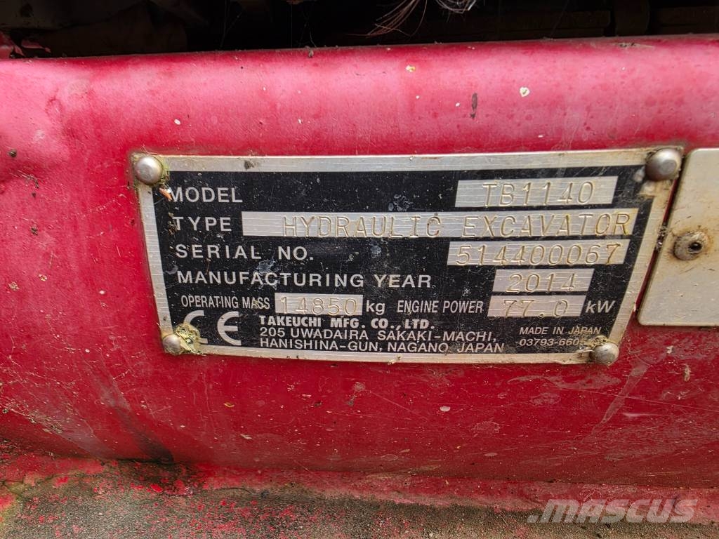 Takeuchi TB 1140 Rupsgraafmachines