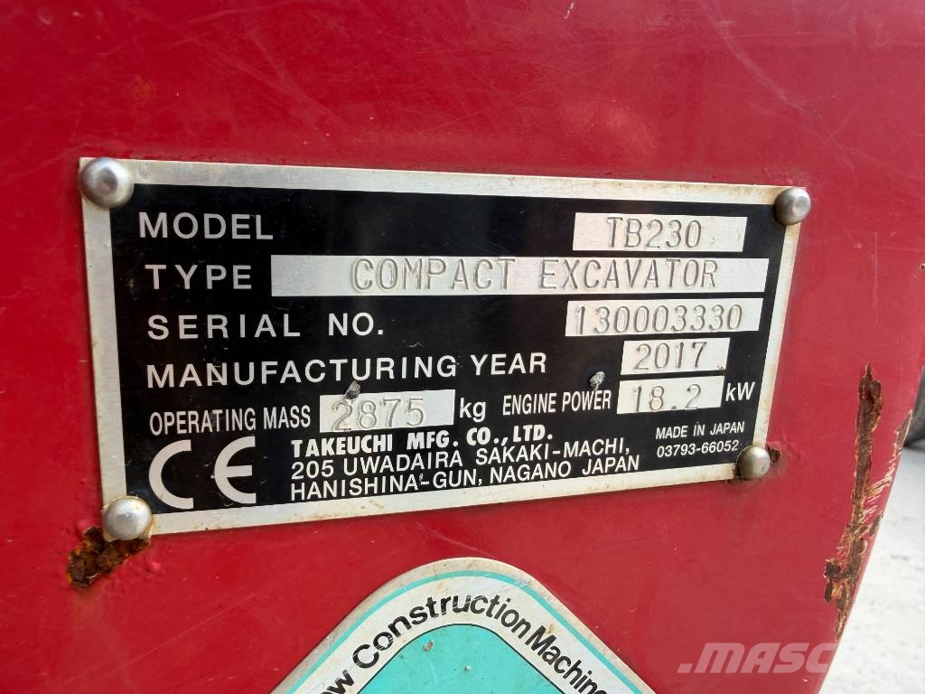 Takeuchi TB230 Minikaivukoneet < 7t